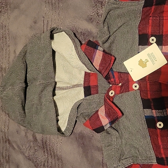 Hoodie Plaid Shirt With Collar by Tucker + Tate kids size 5 - Picture 2 of 6